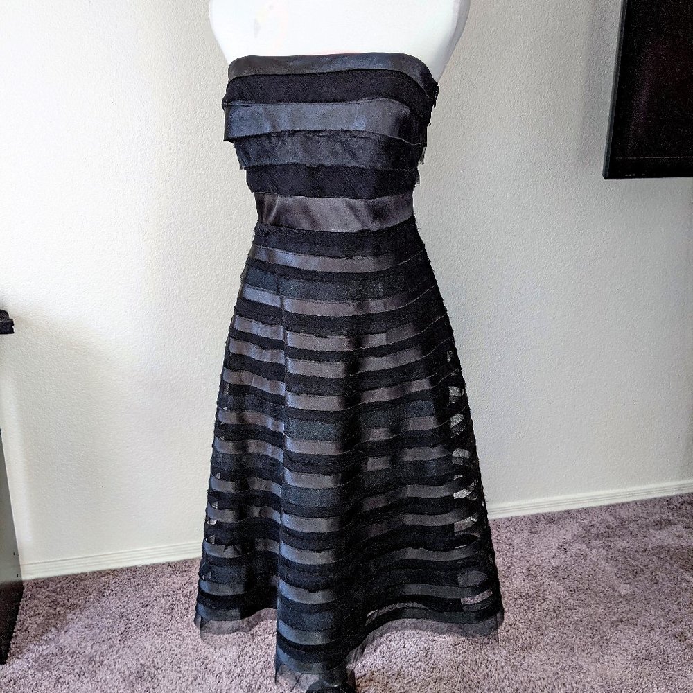 Black Strapless A-Line Ribbon Dress by White House Black Market- Size 10